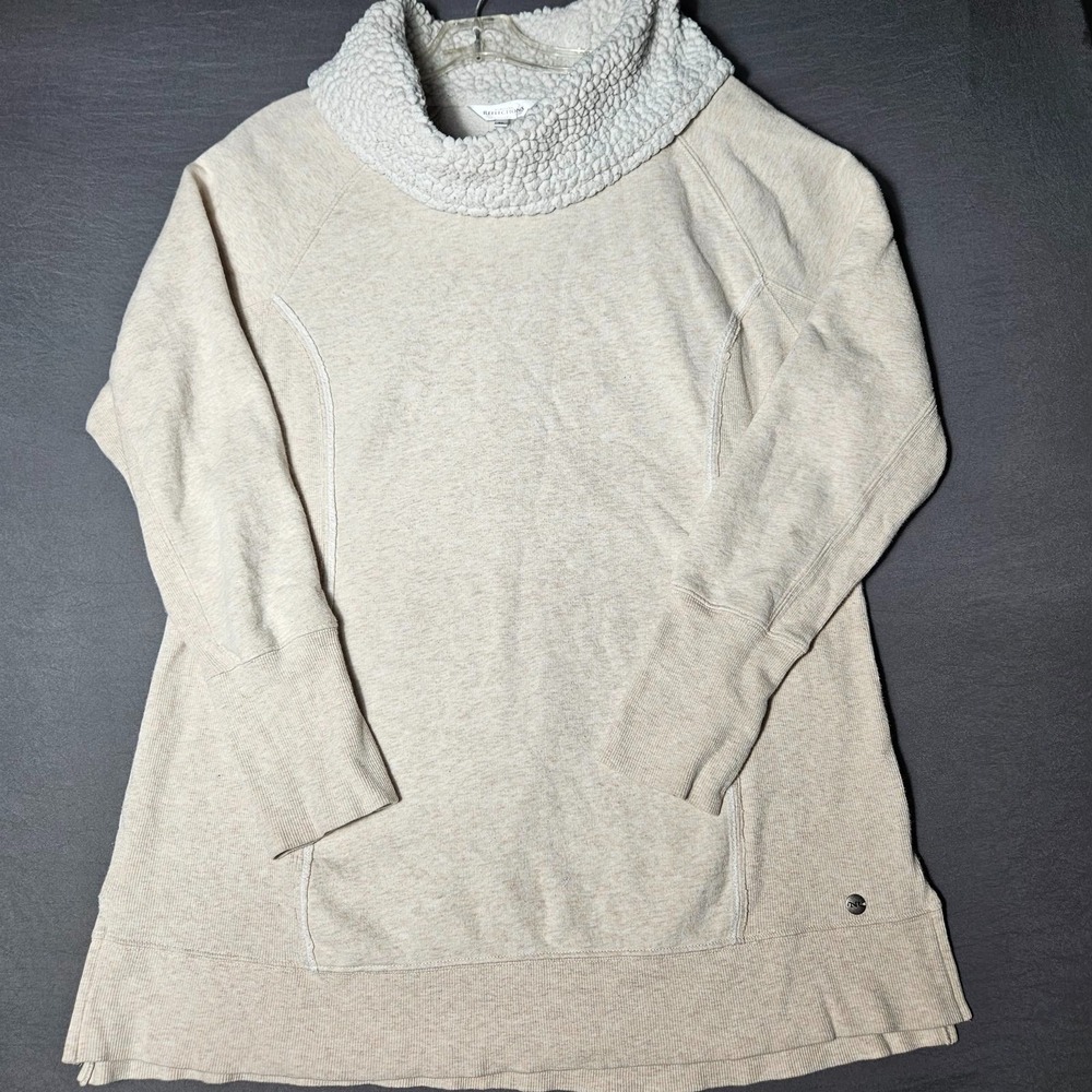 Northern Reflections Sherpa Collar Sweatshirt Womens XL Oatmeal Pullover Pocket